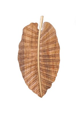 24" Brown Wood Solid Leaf Plaque