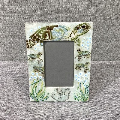 5" x 7" Multi Colored Capiz Sea Turtle Picture Frame