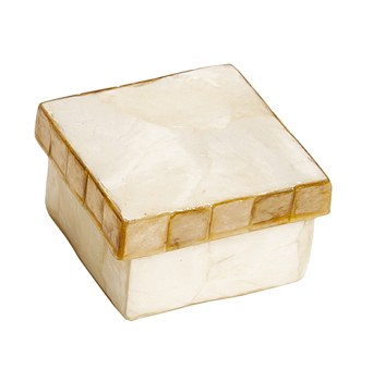2.5" Square White and Gold Capiz Box