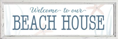 8" x 24" Welcome To Our Beach House Framed Wall Plaque