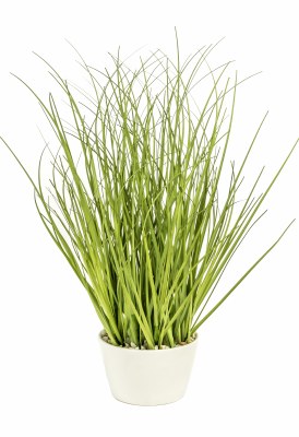 12" Faux Green Grass in White Pot