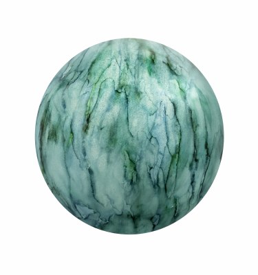 4" Round Green and Blue Lake Como Painted Glass Orb