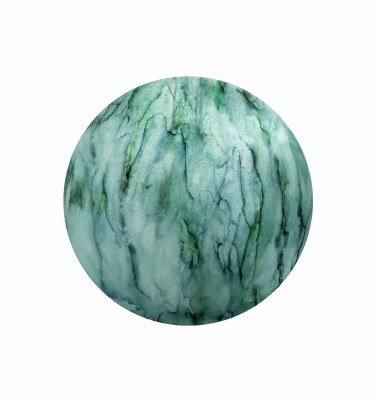 3" Round Green and Blue Lake Como Painted Glass Orb