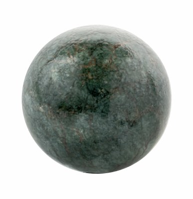 5" Round Dark Green and Gold Caribe Painted Glass Orb
