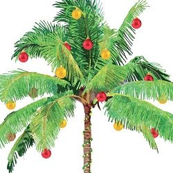 5" Square Palm Christmas Tree Paper Beverage Napkins