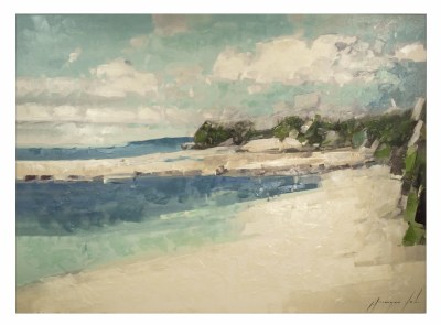43" x 59" Cloudy Beach Canvas