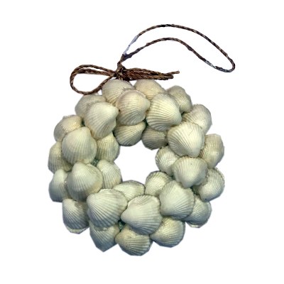 4" White Clam Shell Wreath Ornament