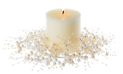 4" Cream Pearl Bead Candle Ring