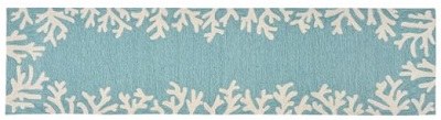 2 ft. x 5 ft. Aqua Coral Border Rug