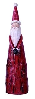 7" Small Resin Wood Look Santa Figure Hands Front
