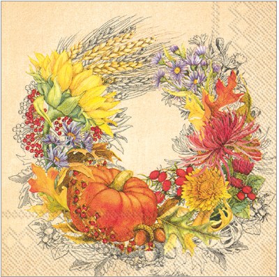 5" Beautiful Harvest Cocktail Napkin  Fall and Thanksgiving