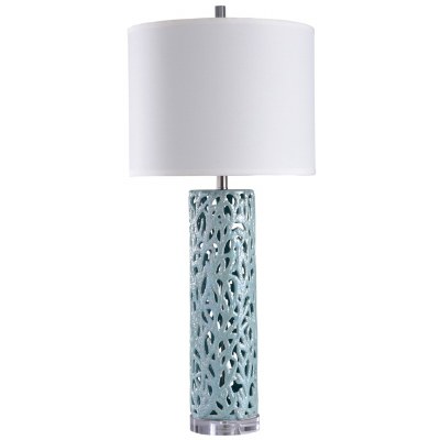 38" Blue Ocean Open Coral Column Ceramic Lamp