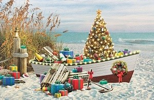 Box of 16 Nautical Noel Christmas Cards size 8.5" x 5.5"