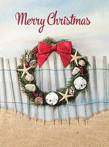 6" x 4" Box of 10 Coastal Shell Wreath Christmas Cards