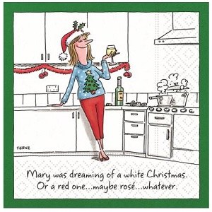 5" Square Dreaming of White or Red Christmas Paper Beverage Napkins