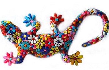 5" Multicolor Mosaic Floral Gecko