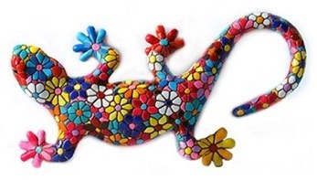4" Multicolor Mosaic Floral Gecko Magnet