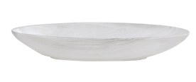16" Small White / Grey Oval Ceramic Bowl