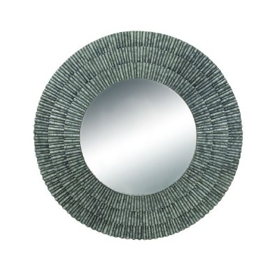 37" Round Ribbed Textured Metal Mirror