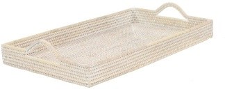 26" White Washed Ratten Tray