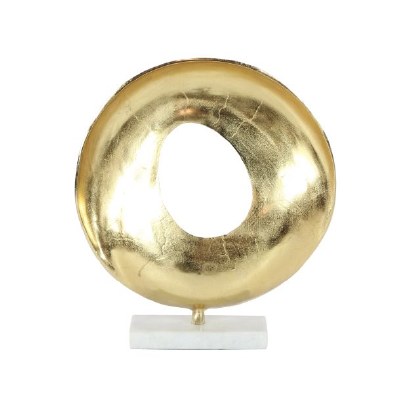 17" Gold Circle Sculpture Marble Base