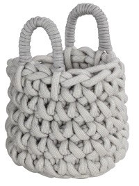 11" White Fabric Loop Basket