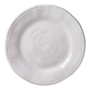 11" Round White Rope Edged Dinner Plate