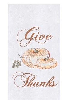 27" x 18" Give Thanks Pumpkins Kitchen Towel Fall and Thanksgiving