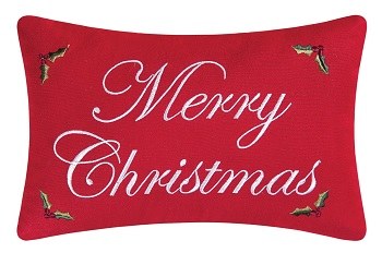 8" x 12" Red Merry Christmas Embroidered Pillow
