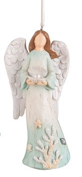 5" Seashore Angel With Clam Ornament