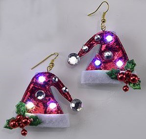3" LED Santa Hat Earrings