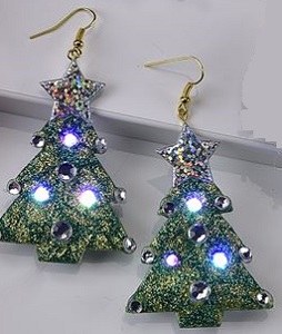 3" LED Christmas Tree Earrings