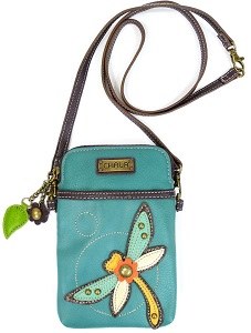 8" Turquoise Dragonfly Cell Phone Crossbody Purse