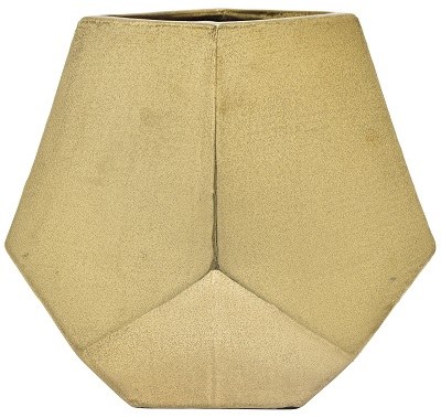 11" Short Gold Ceramic Geometric Vase