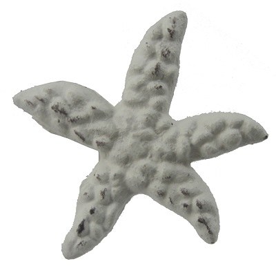 3" Distressed White Metal Finish Starfish Drawer Pull