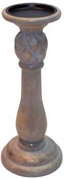 12" Graywash Wood Pillar Holder
