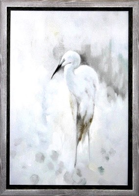 44" x 32" Abstract White Egret Gel Framed Print