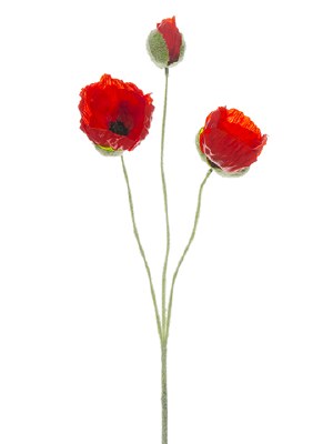 20" Faux Red Poppy Spray