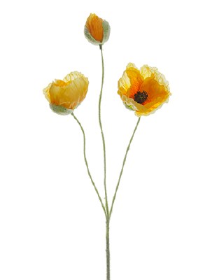 20" Faux Yellow Poppy Spray