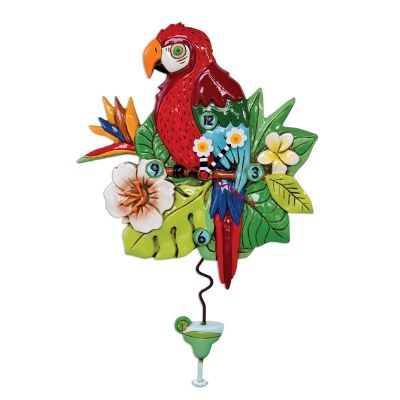 15" Red Polly Parrot Clock