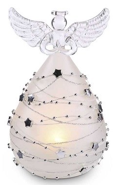 6" LED Frosted and Silver Glass Angel