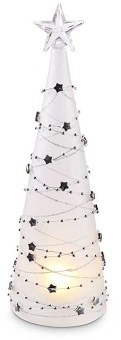 11" LED Frosted and Silver Glass Tree
