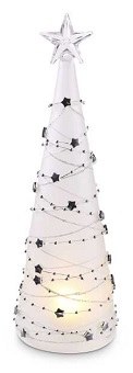 10" LED Frosted and Silver Glass Tree