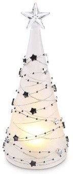 9" LED Frosted and Silver Glass Tree