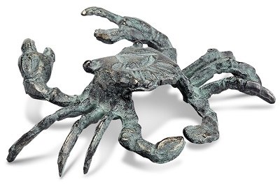 9" Verdigris Metal Garden Crab