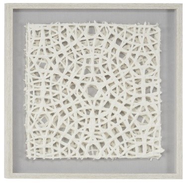 24" Framed White Textured Plastic Square Wall Art