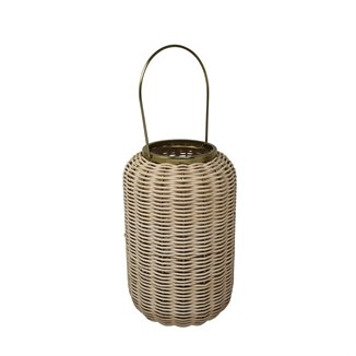 11" Brass and Rattan Lantern