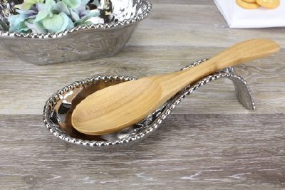 9.5" Silver Beaded Spoon Rest by Pampa Bay