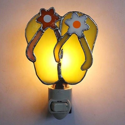 5" Multicolor Glass Flip Flop Night Light