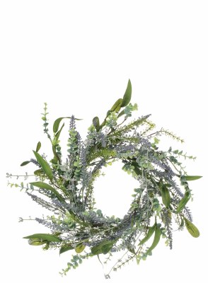 6.5" Opening Faux Lavender With Greens Candle Ring or Wreath